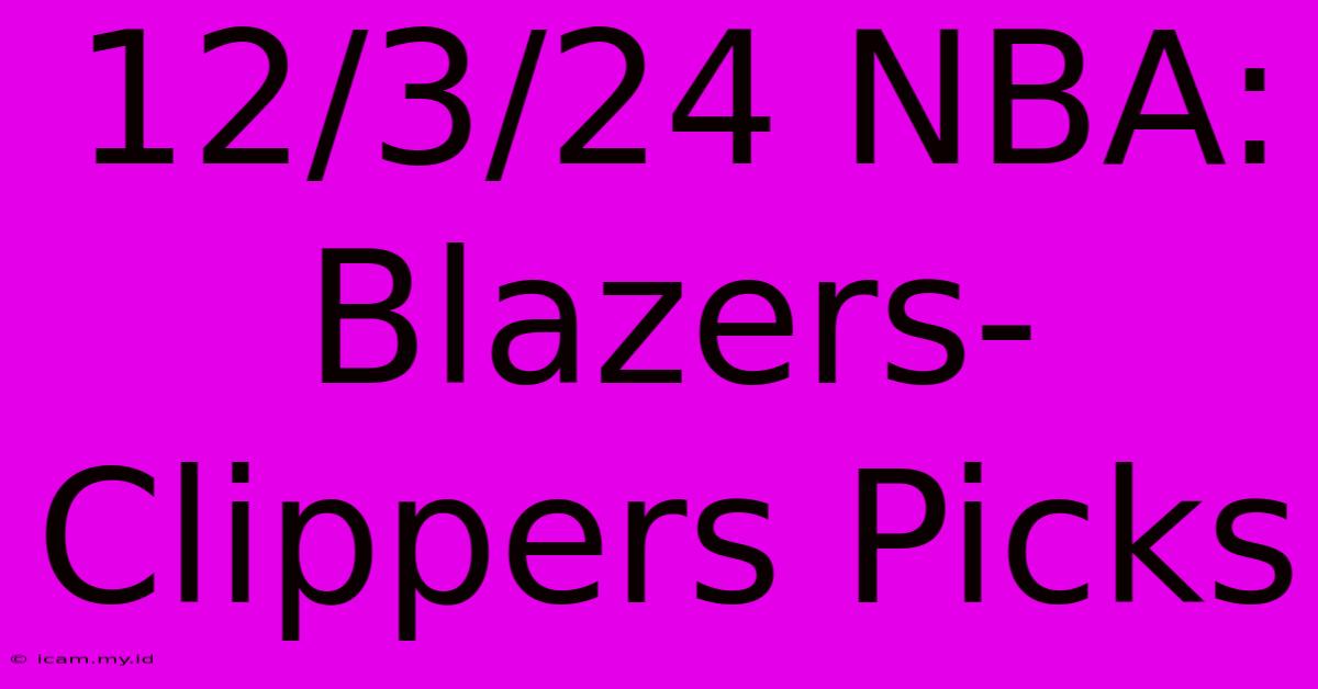 12/3/24 NBA: Blazers-Clippers Picks