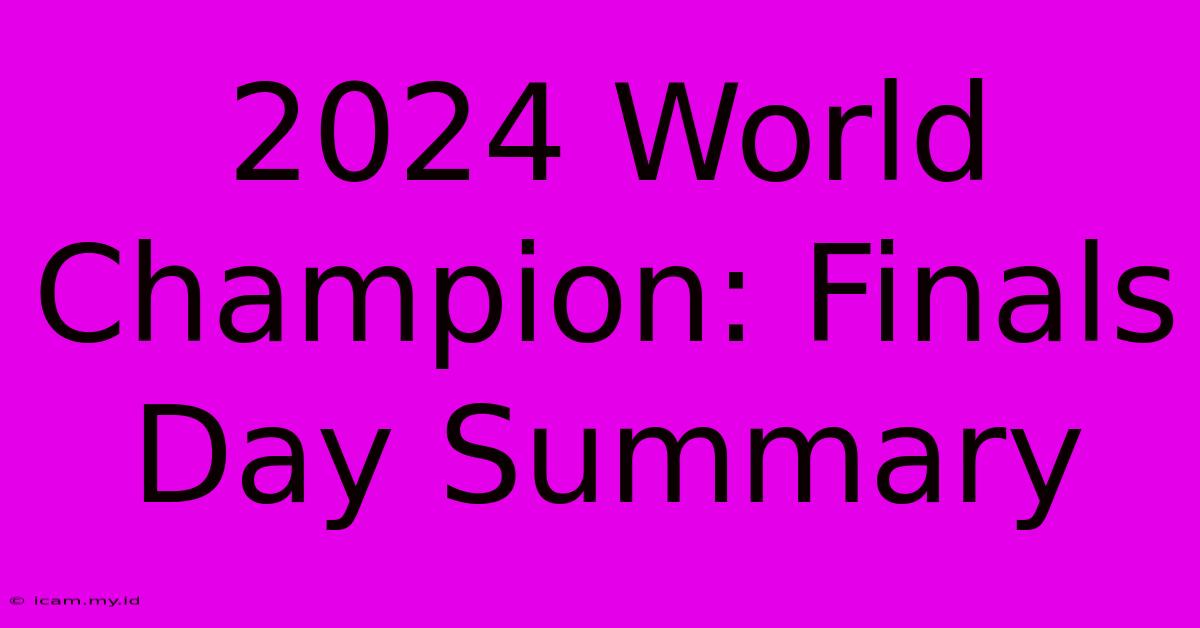 2024 World Champion: Finals Day Summary