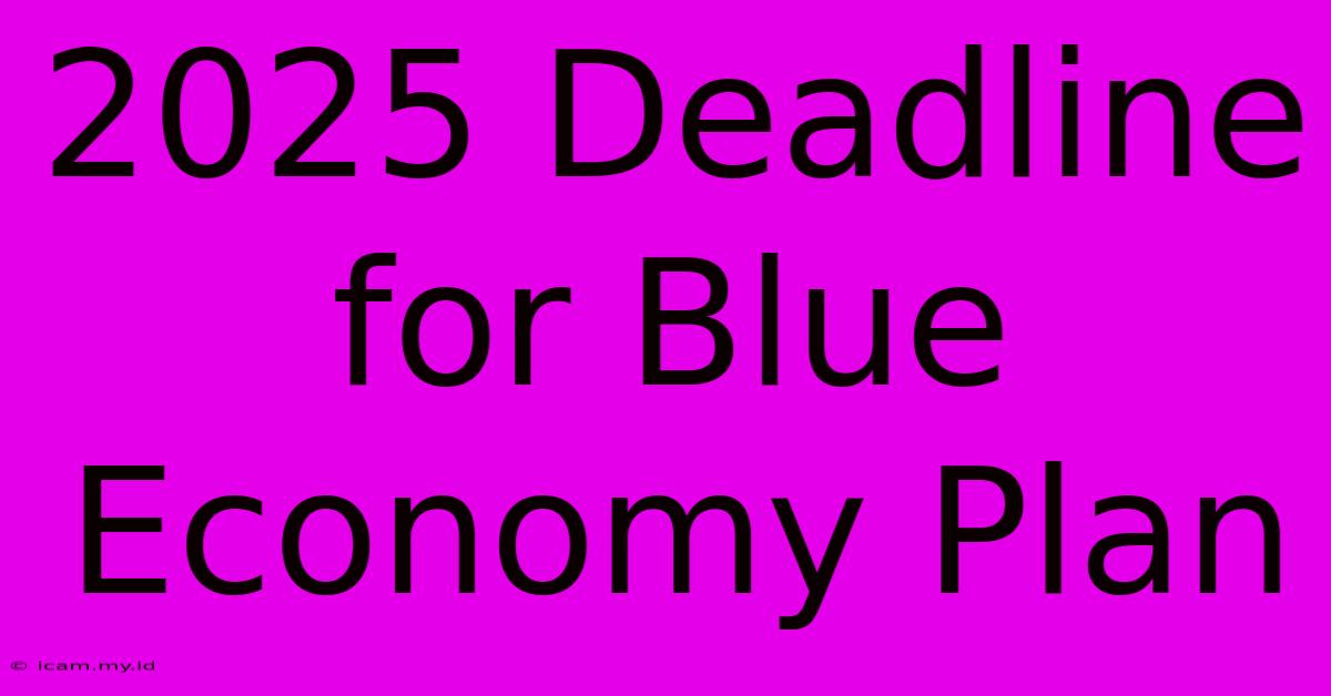 2025 Deadline For Blue Economy Plan