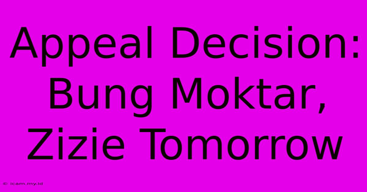 Appeal Decision: Bung Moktar, Zizie Tomorrow