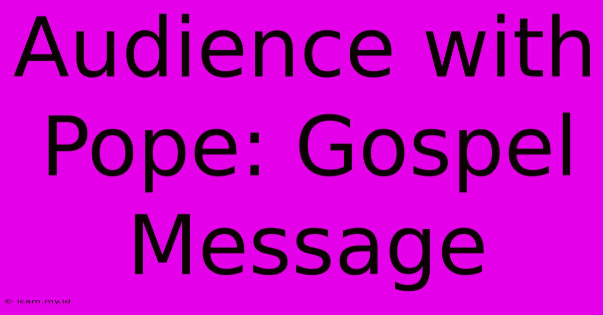 Audience With Pope: Gospel Message