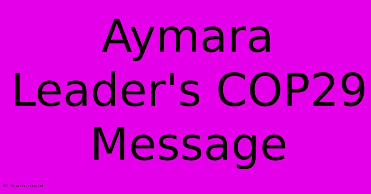 Aymara Leader's COP29 Message