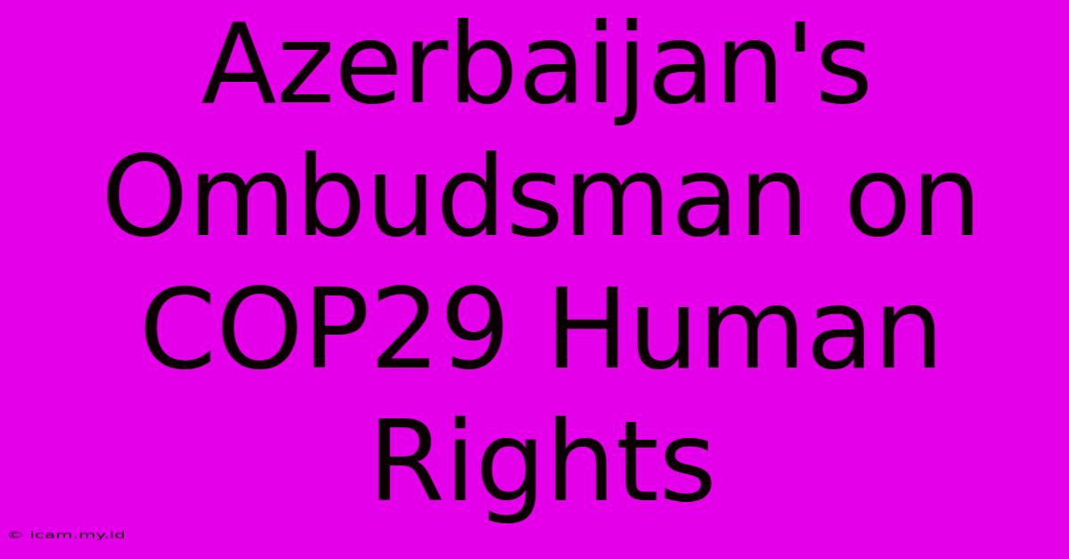 Azerbaijan's Ombudsman On COP29 Human Rights