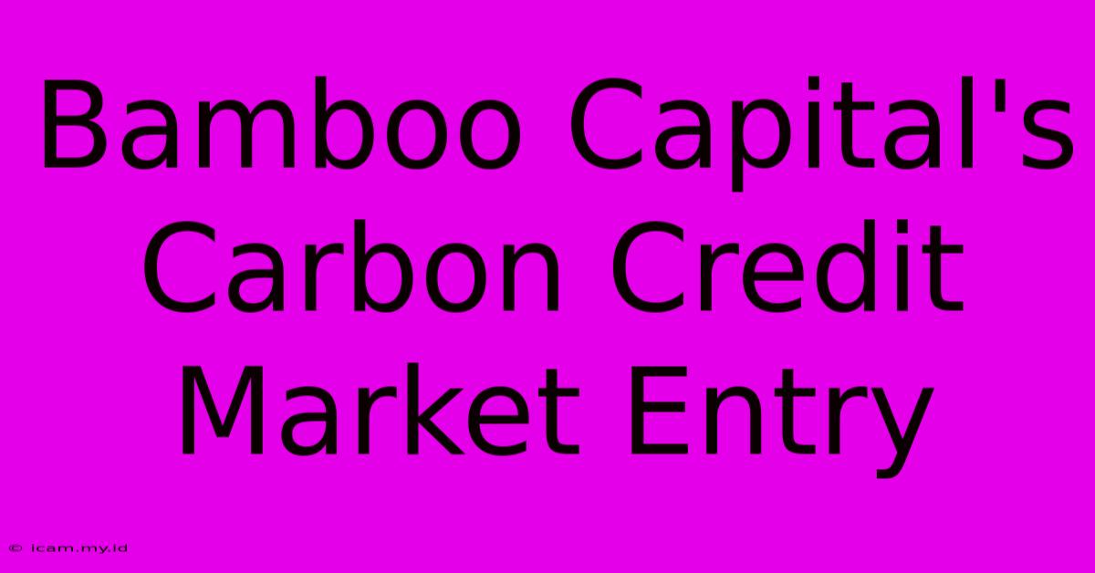 Bamboo Capital's Carbon Credit Market Entry