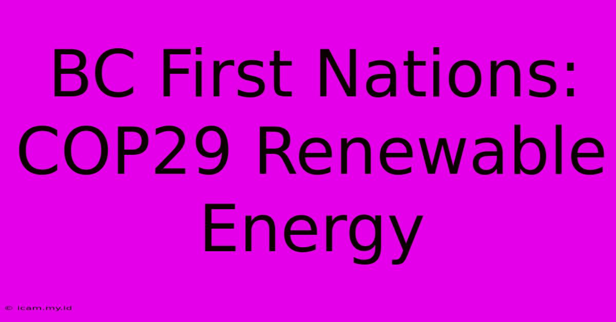 BC First Nations: COP29 Renewable Energy