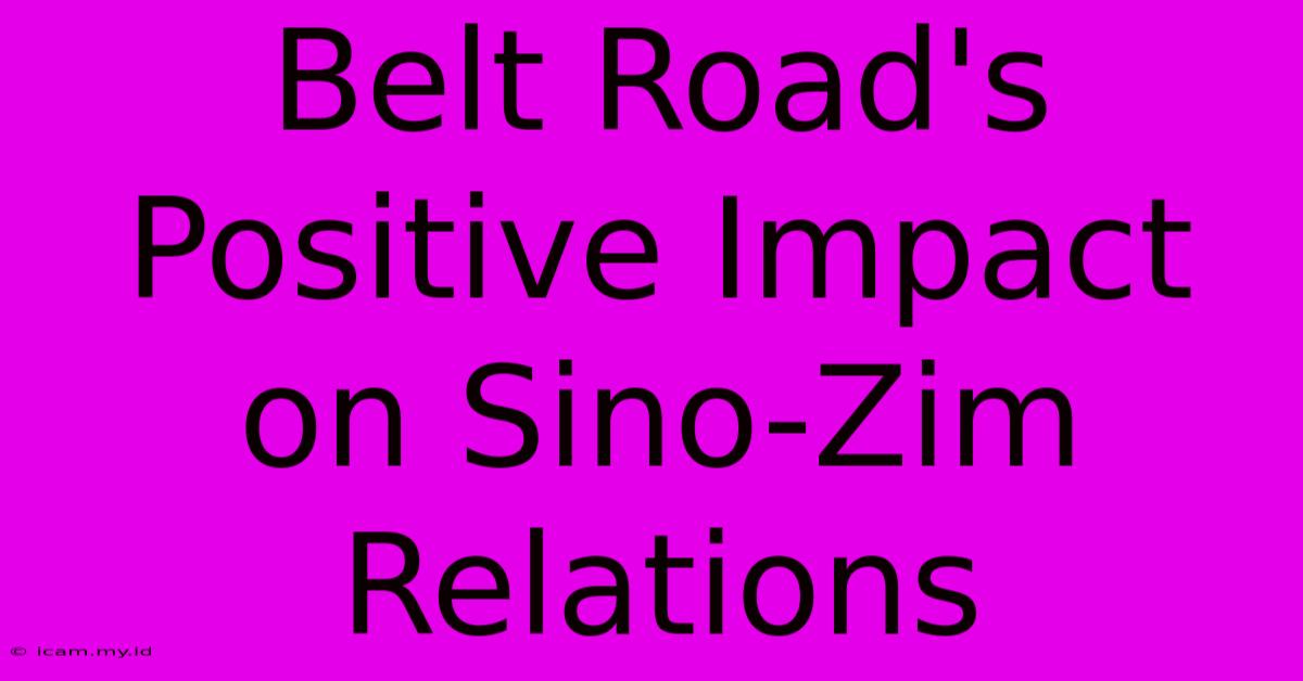 Belt Road's Positive Impact On Sino-Zim Relations