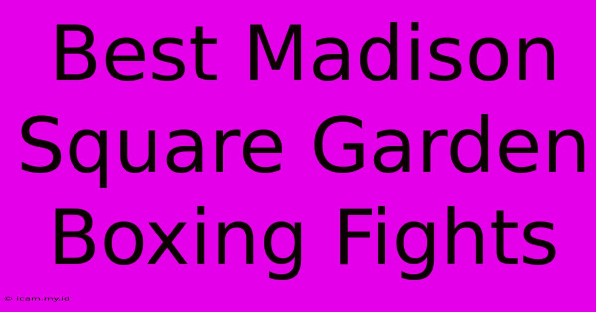 Best Madison Square Garden Boxing Fights