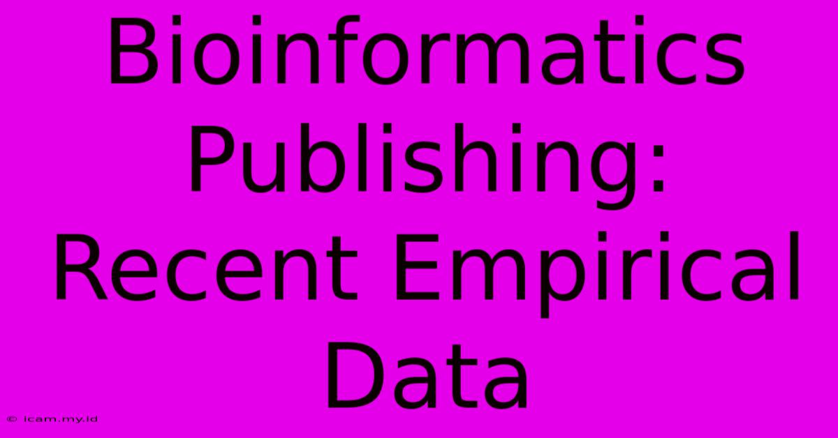 Bioinformatics Publishing: Recent Empirical Data