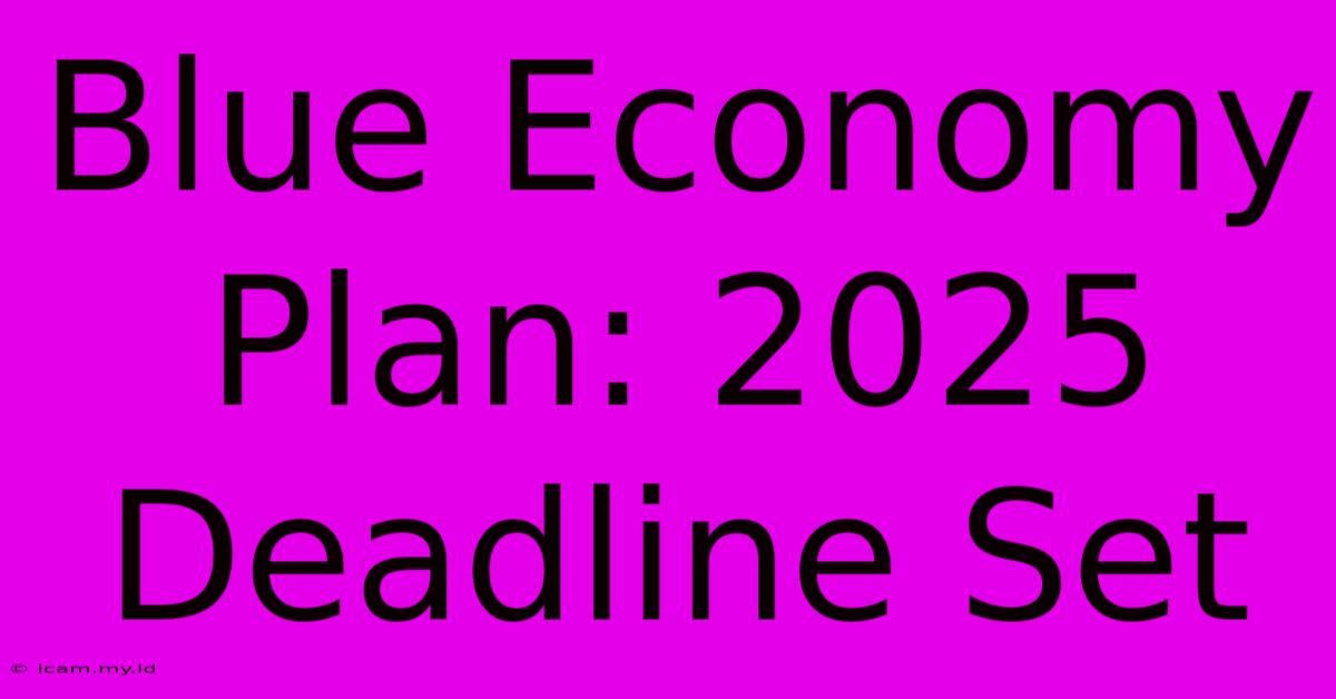 Blue Economy Plan: 2025 Deadline Set