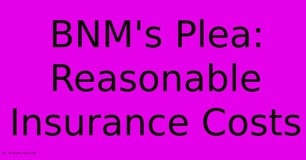 BNM's Plea: Reasonable Insurance Costs