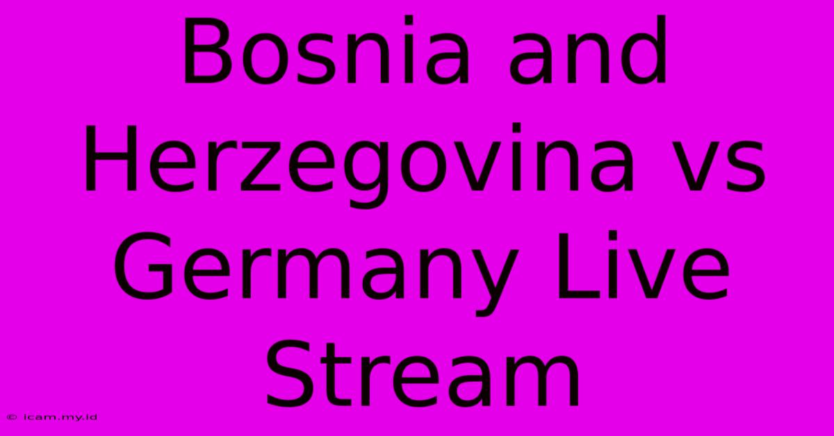 Bosnia And Herzegovina Vs Germany Live Stream