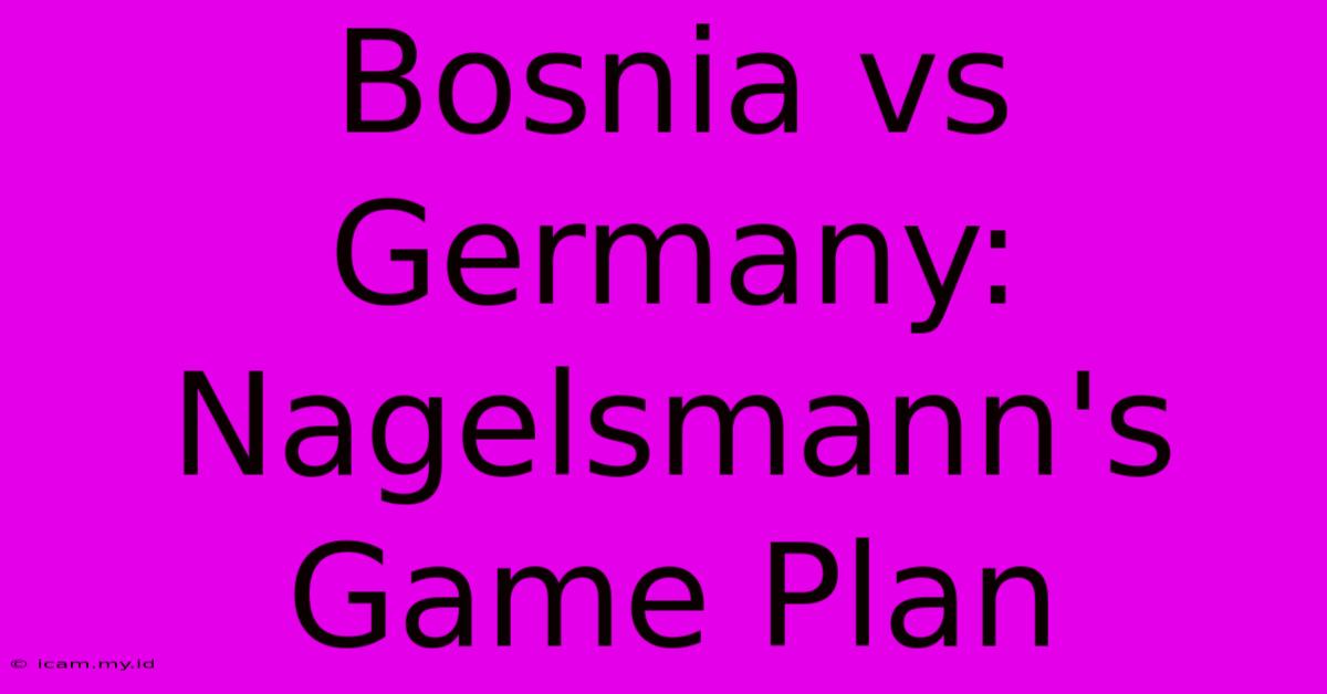 Bosnia Vs Germany: Nagelsmann's Game Plan