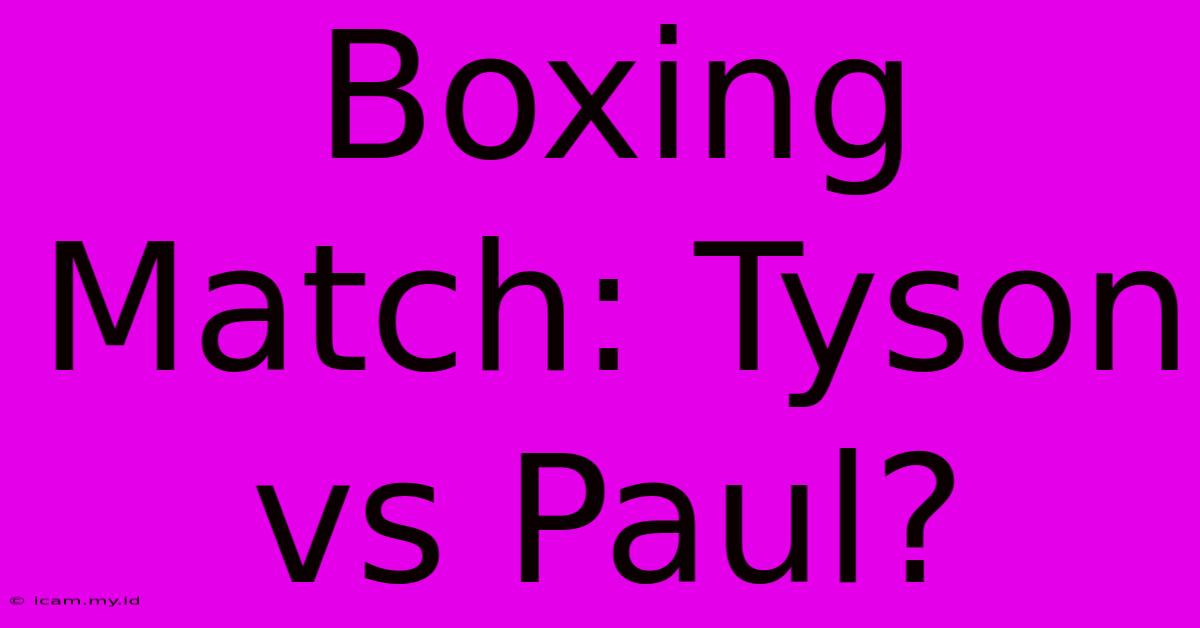 Boxing Match: Tyson Vs Paul?