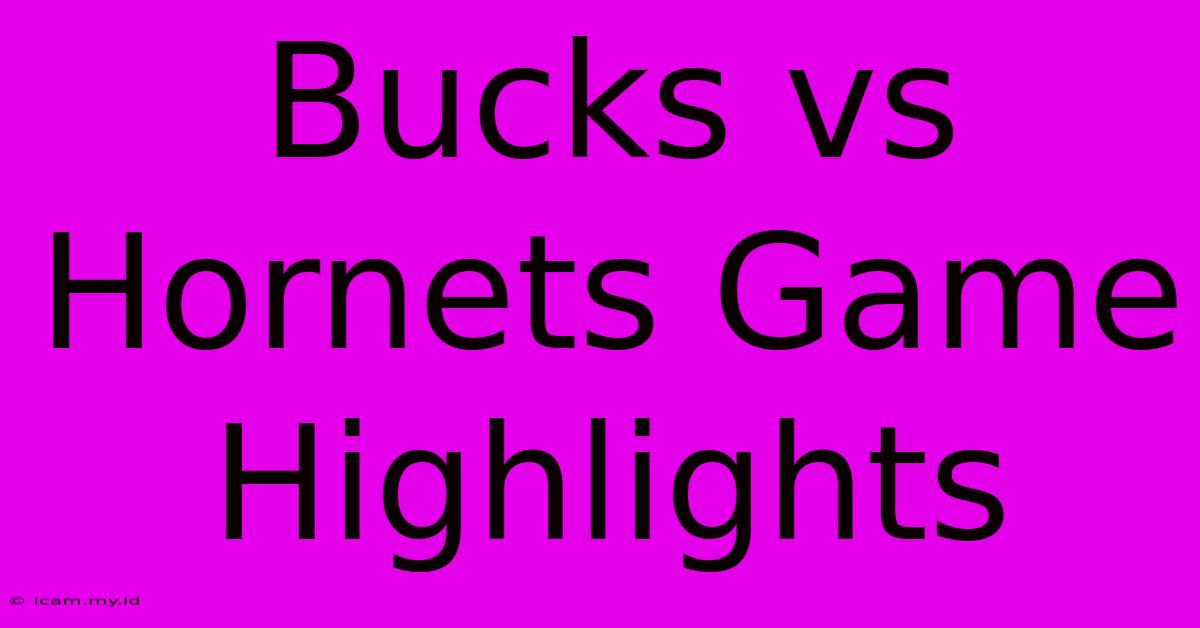 Bucks Vs Hornets Game Highlights