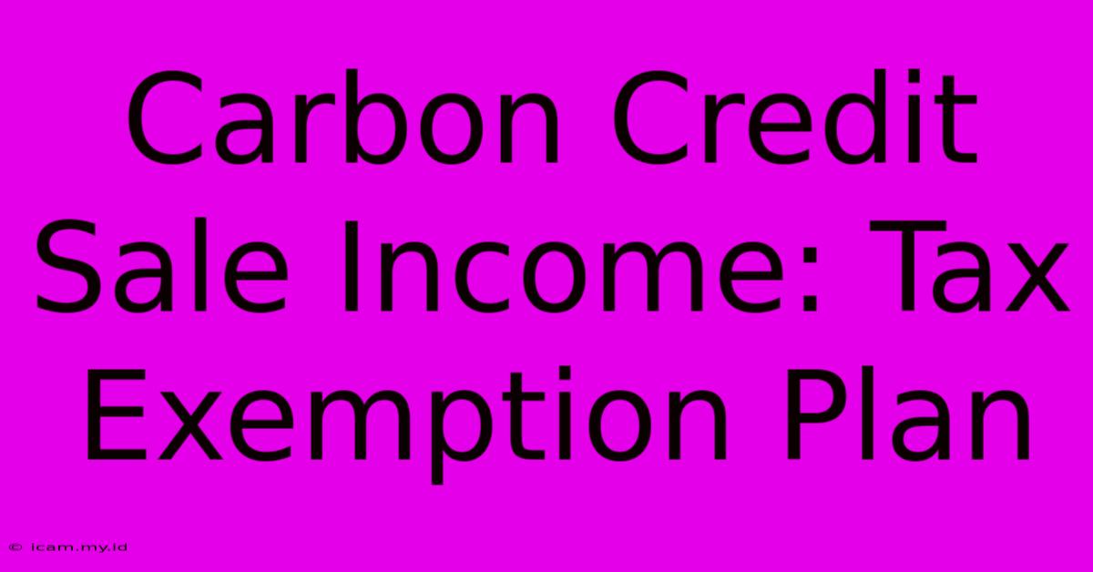 Carbon Credit Sale Income: Tax Exemption Plan