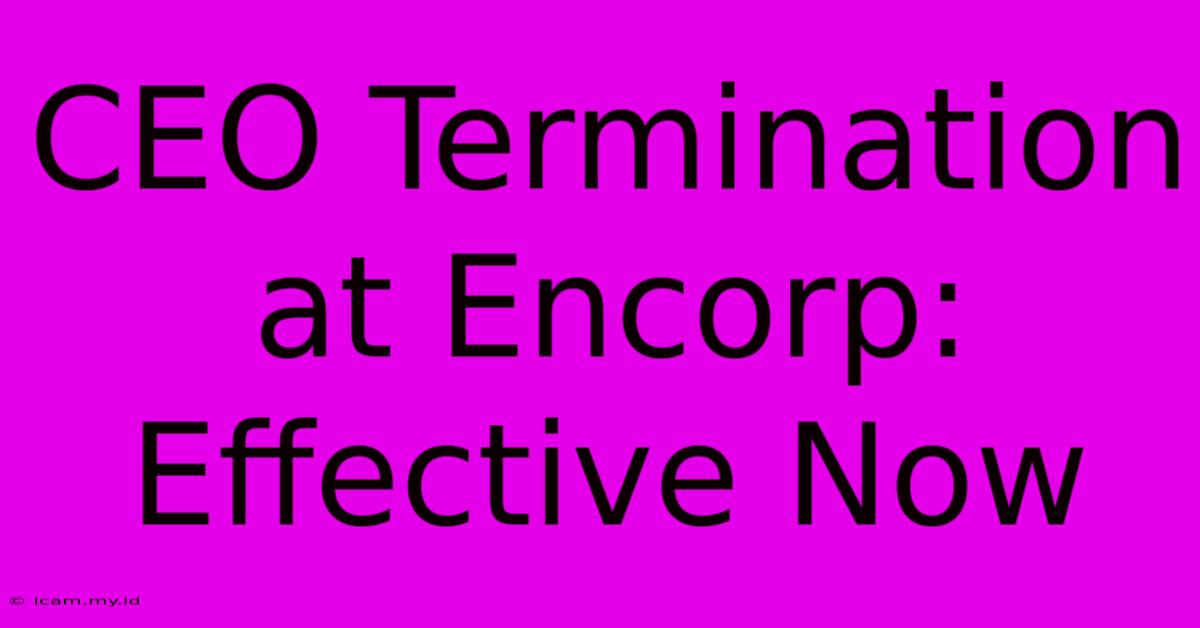 CEO Termination At Encorp: Effective Now