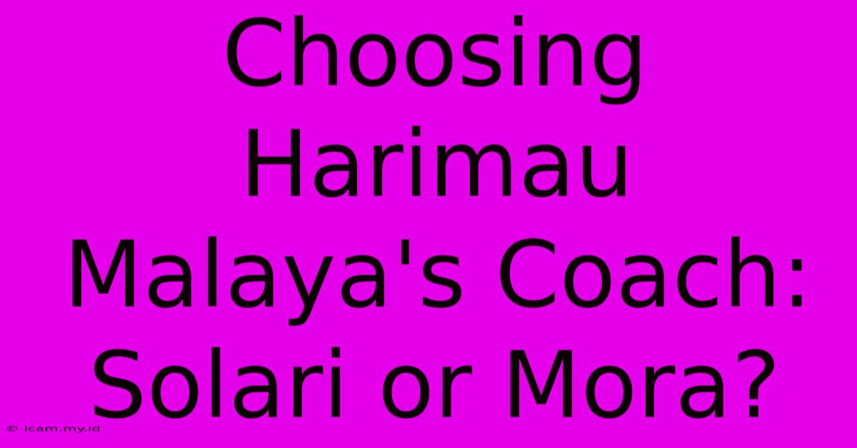 Choosing Harimau Malaya's Coach: Solari Or Mora?