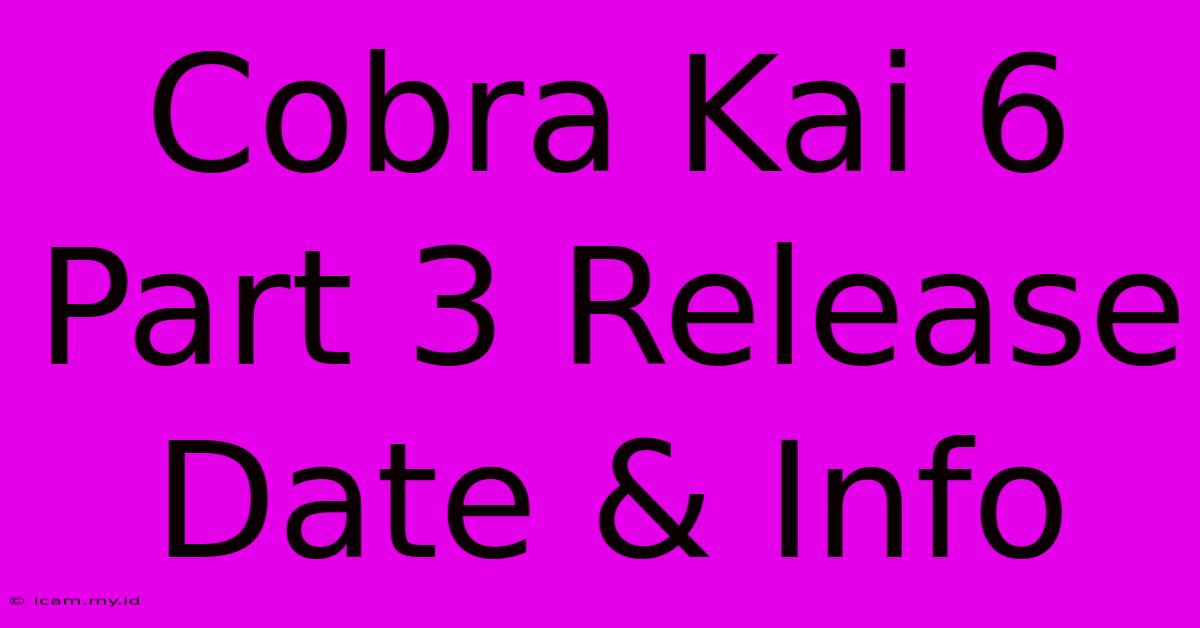 Cobra Kai 6 Part 3 Release Date & Info