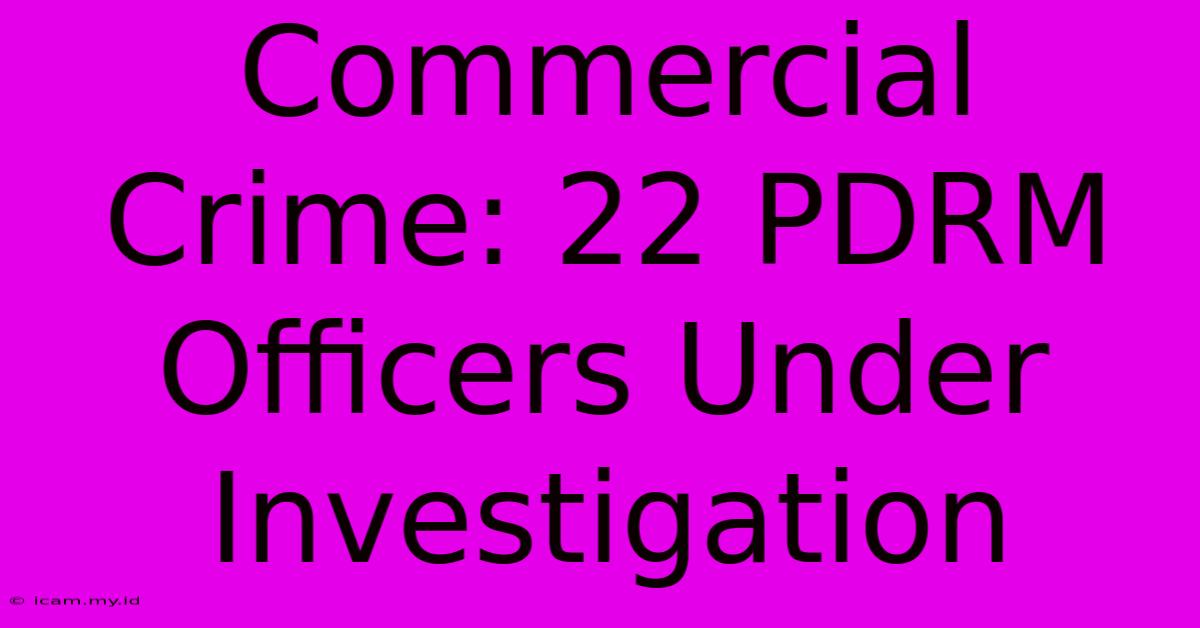 Commercial Crime: 22 PDRM Officers Under Investigation