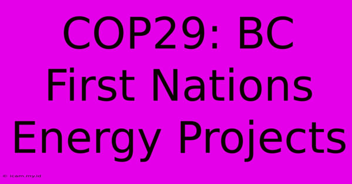 COP29: BC First Nations Energy Projects