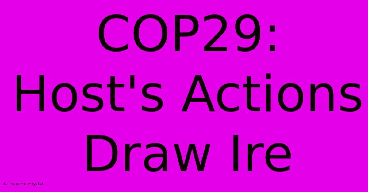 COP29: Host's Actions Draw Ire