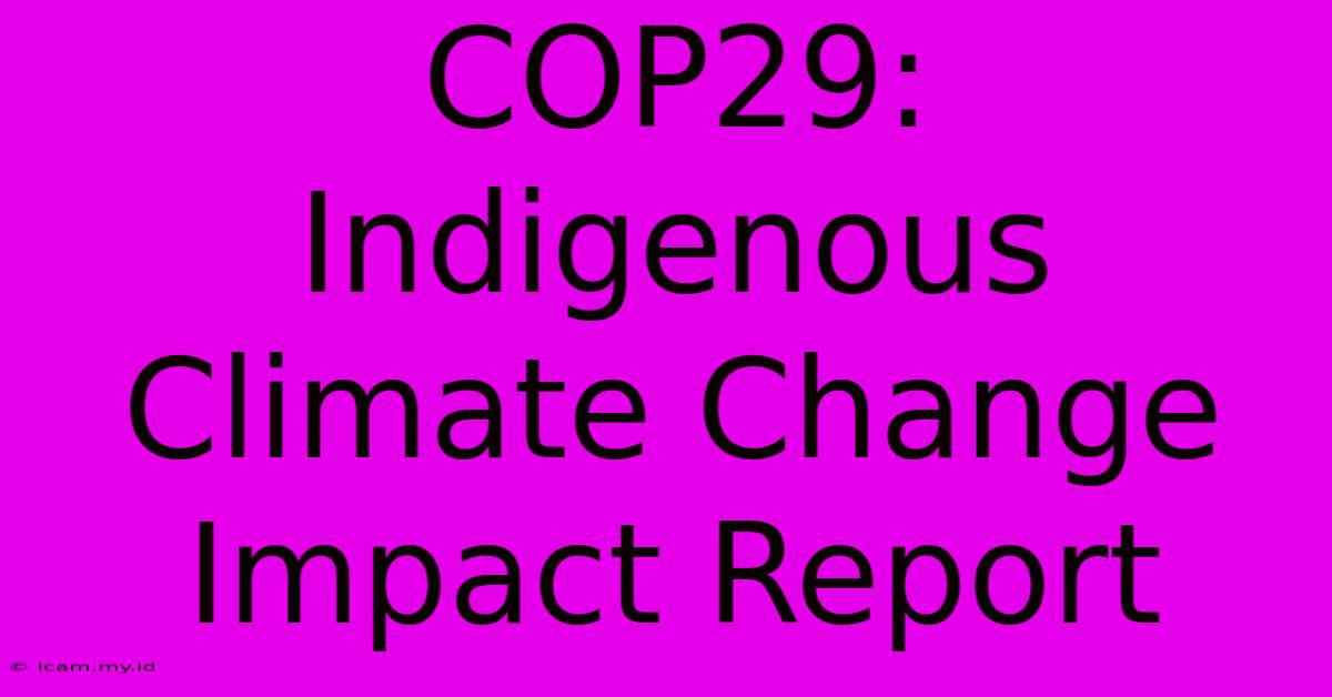 COP29: Indigenous Climate Change Impact Report