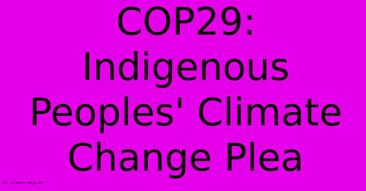 COP29:  Indigenous Peoples' Climate Change Plea