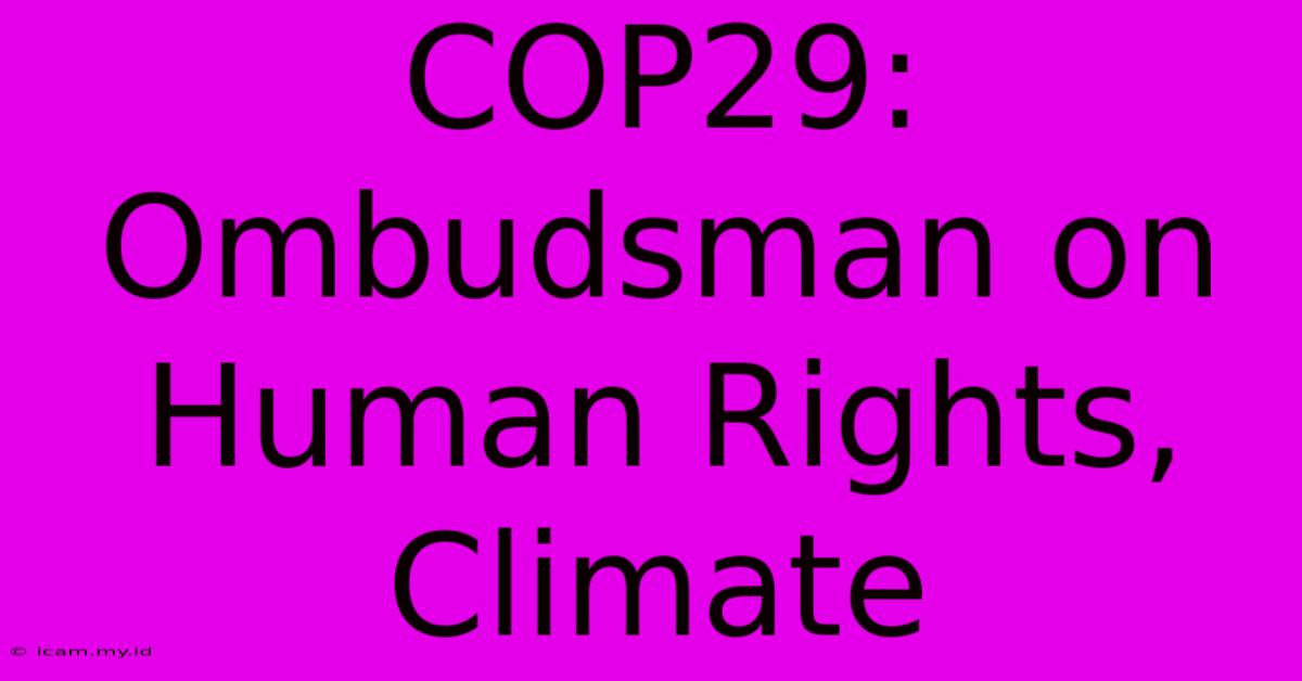 COP29: Ombudsman On Human Rights, Climate