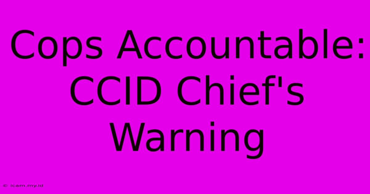 Cops Accountable: CCID Chief's Warning