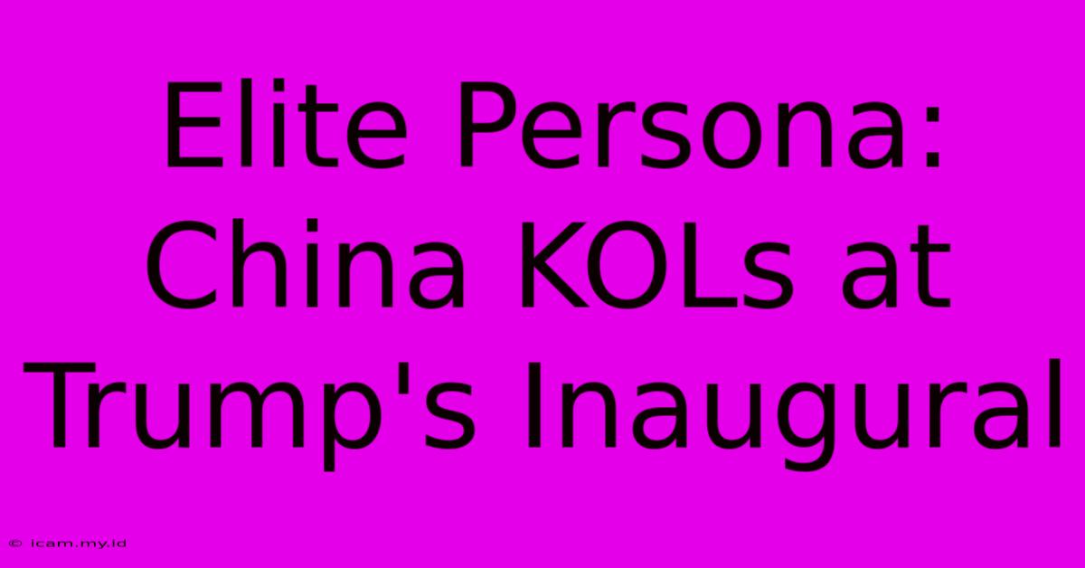 Elite Persona: China KOLs At Trump's Inaugural