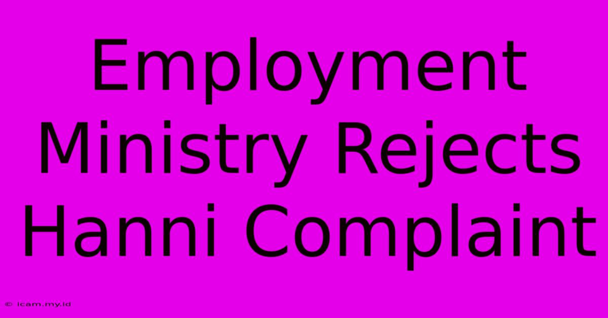 Employment Ministry Rejects Hanni Complaint