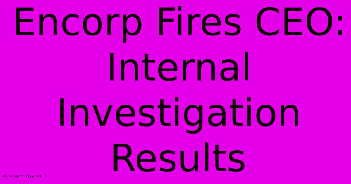 Encorp Fires CEO: Internal Investigation Results