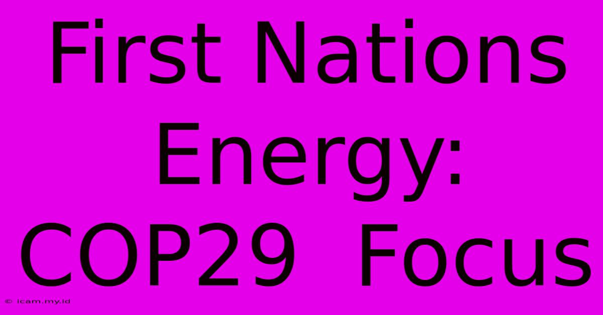 First Nations Energy: COP29  Focus