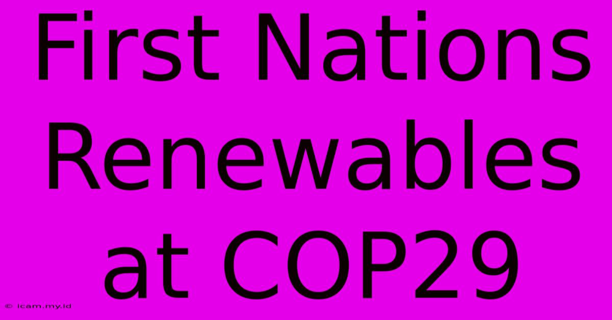 First Nations Renewables At COP29