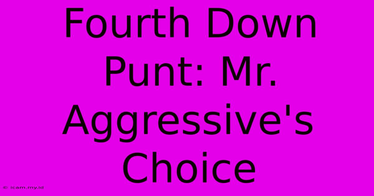 Fourth Down Punt: Mr. Aggressive's Choice