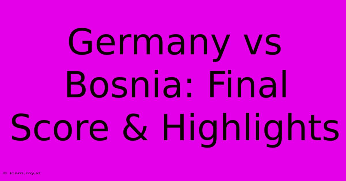 Germany Vs Bosnia: Final Score & Highlights