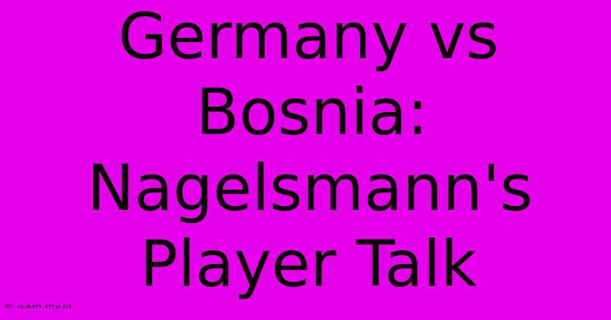 Germany Vs Bosnia:  Nagelsmann's Player Talk