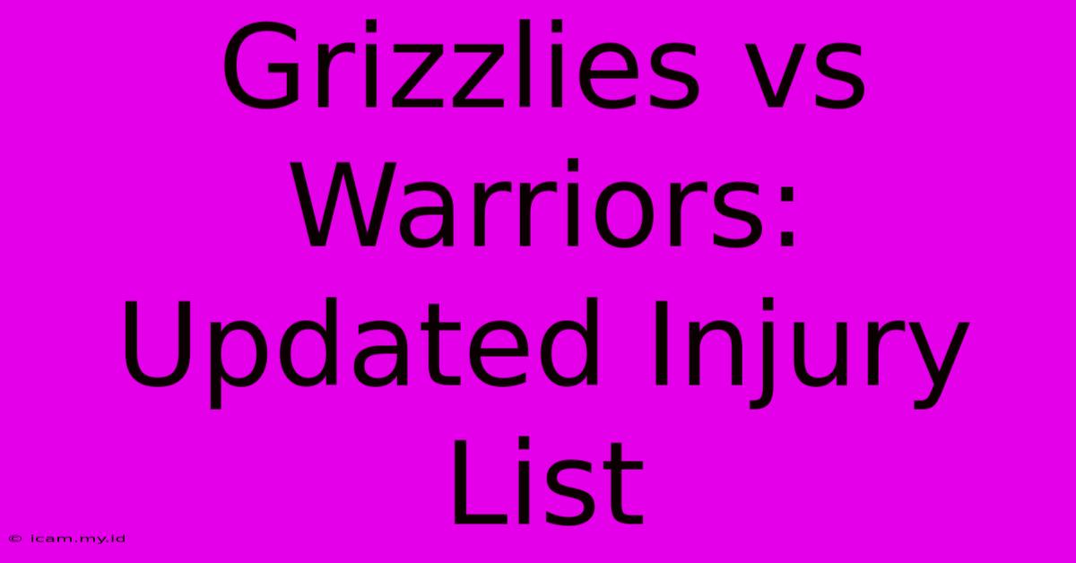 Grizzlies Vs Warriors: Updated Injury List