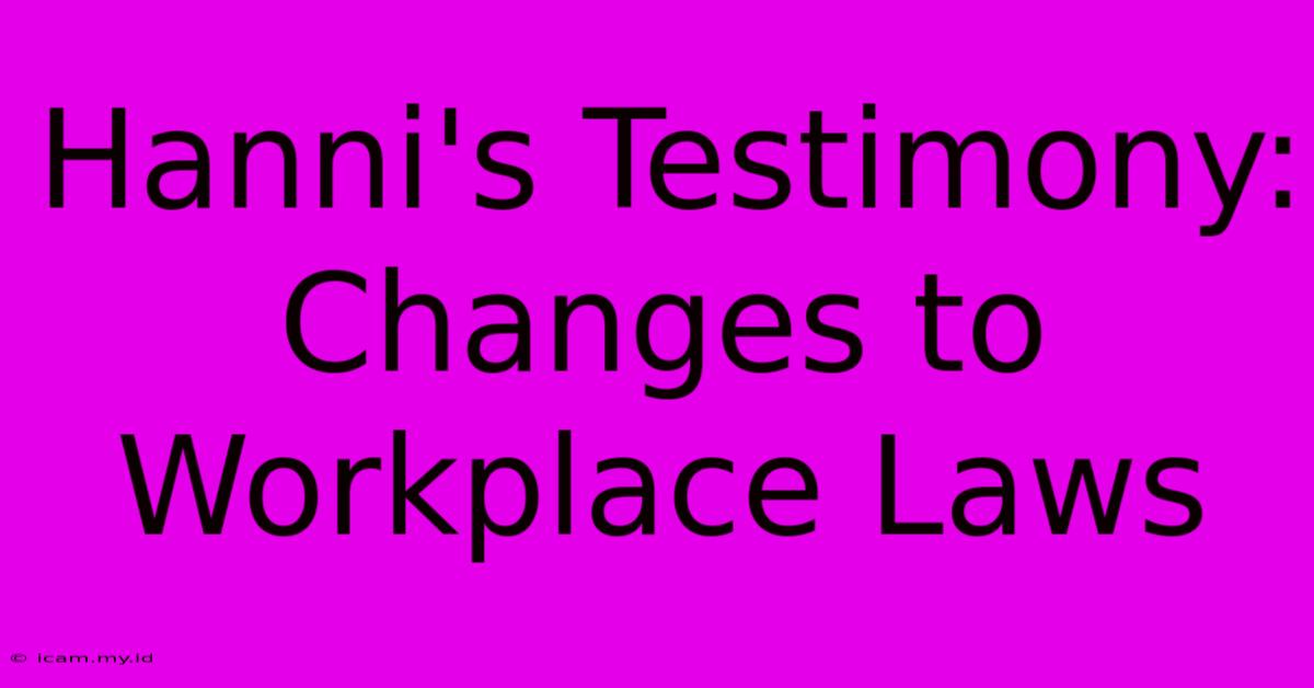 Hanni's Testimony:  Changes To Workplace Laws