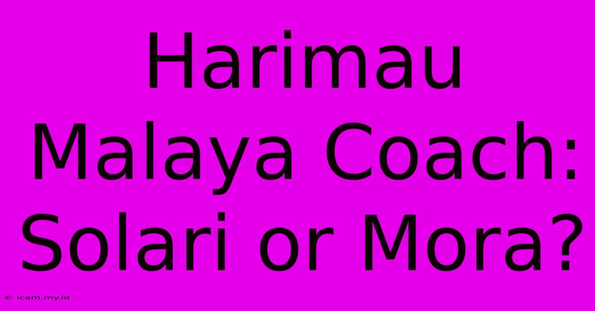 Harimau Malaya Coach: Solari Or Mora?