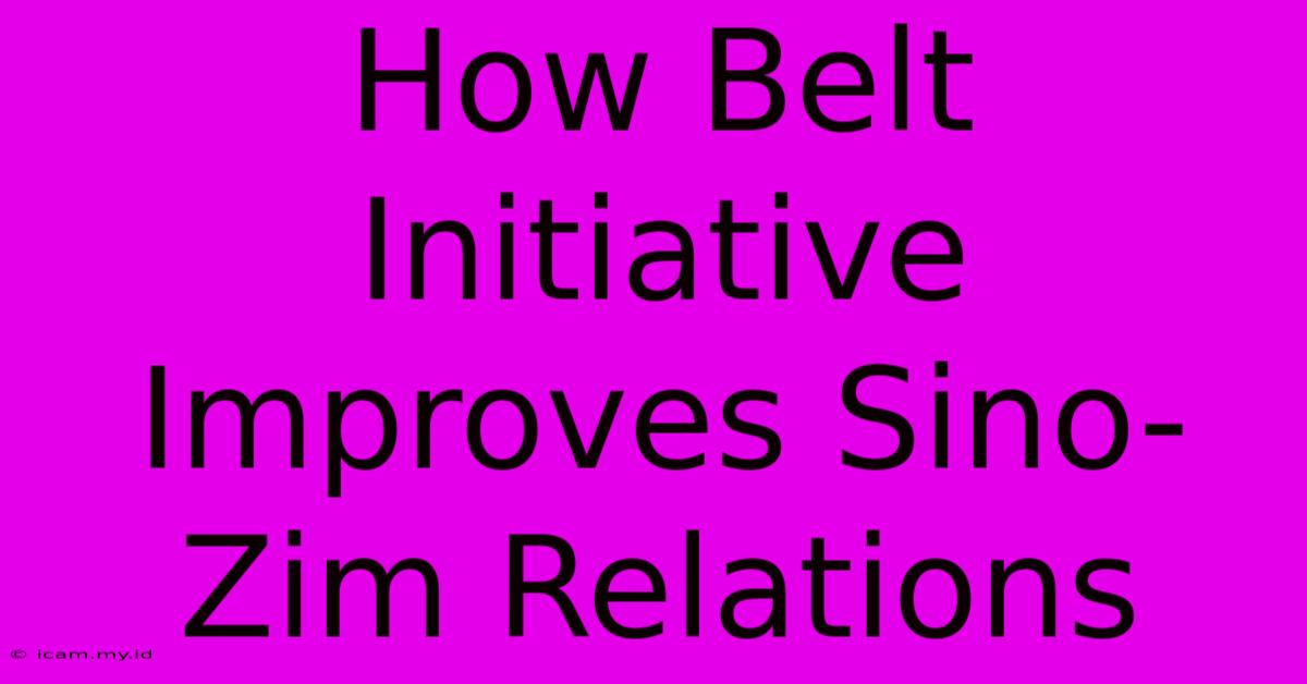 How Belt Initiative Improves Sino-Zim Relations