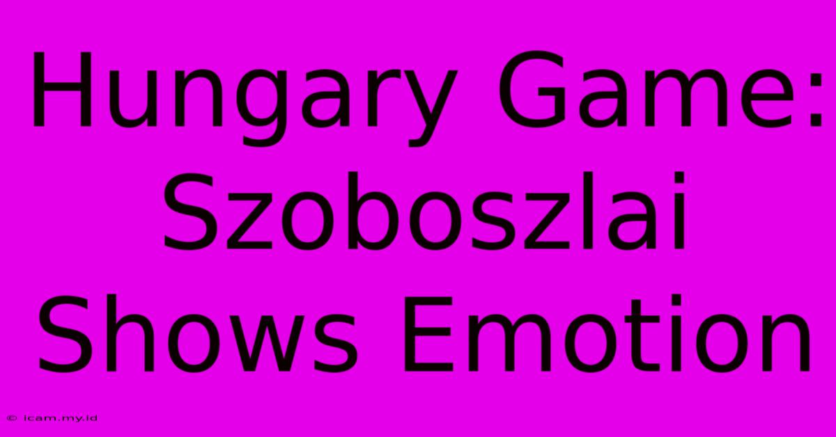 Hungary Game: Szoboszlai Shows Emotion