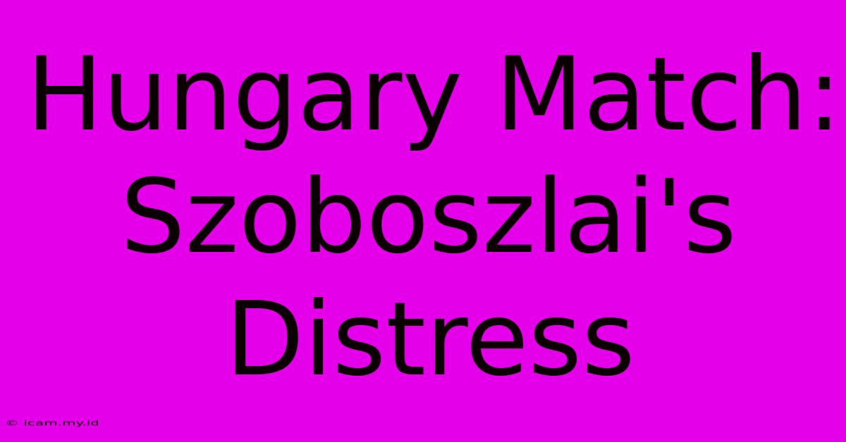 Hungary Match: Szoboszlai's Distress