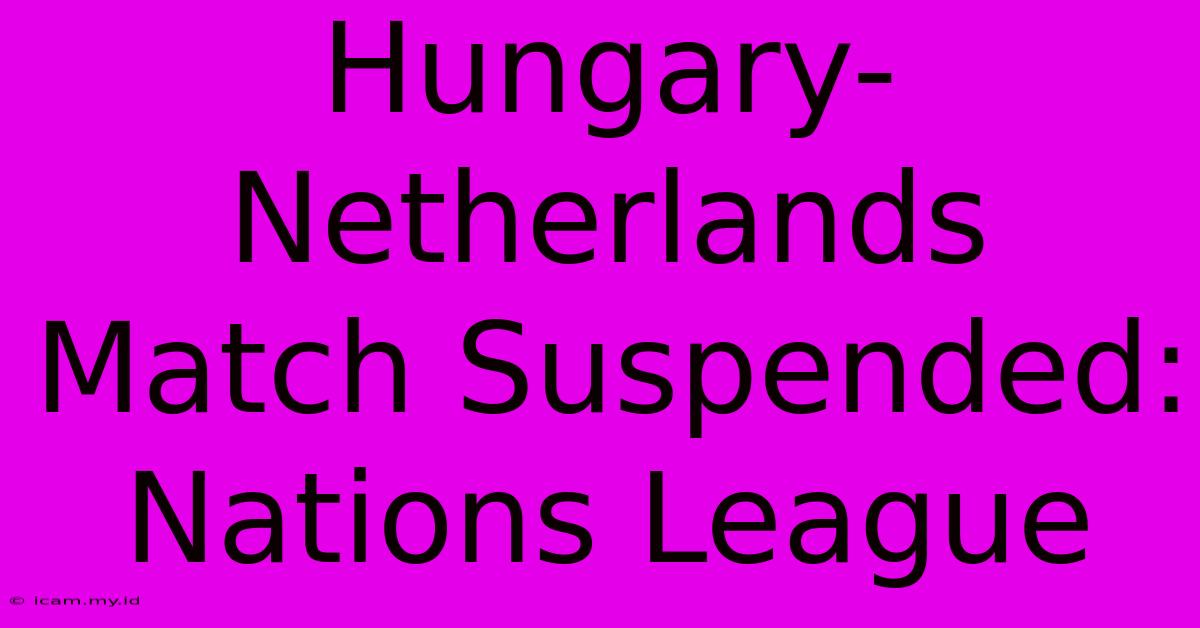 Hungary-Netherlands Match Suspended: Nations League