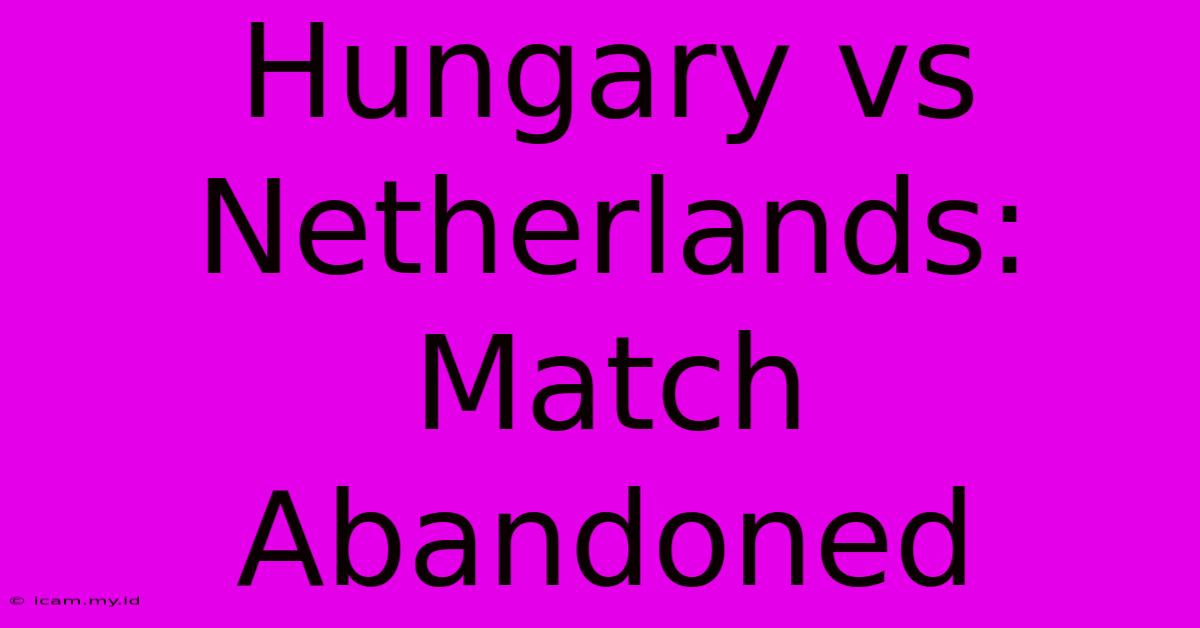 Hungary Vs Netherlands: Match Abandoned