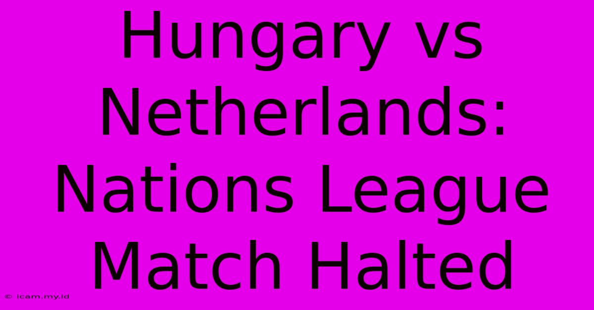 Hungary Vs Netherlands: Nations League Match Halted