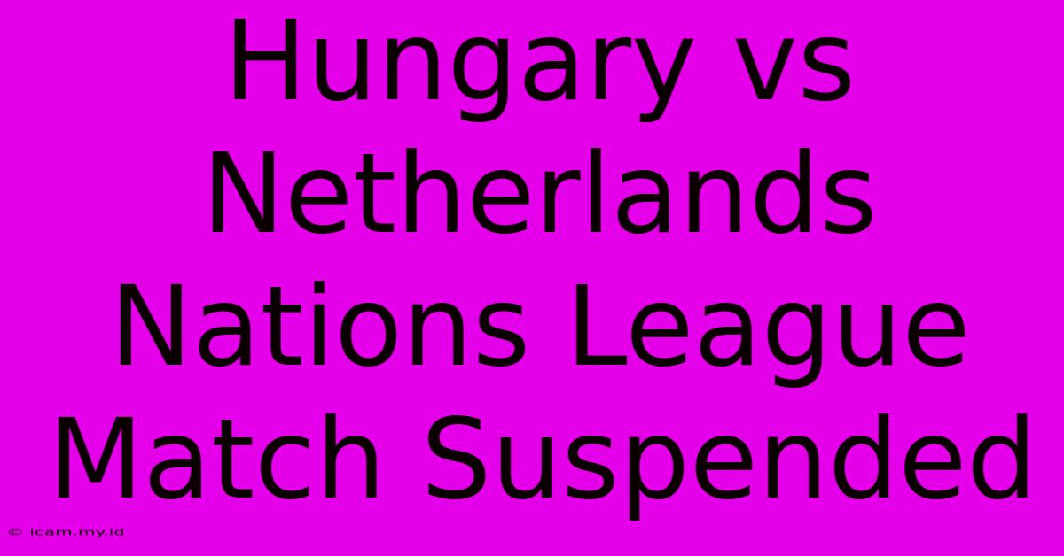 Hungary Vs Netherlands Nations League Match Suspended