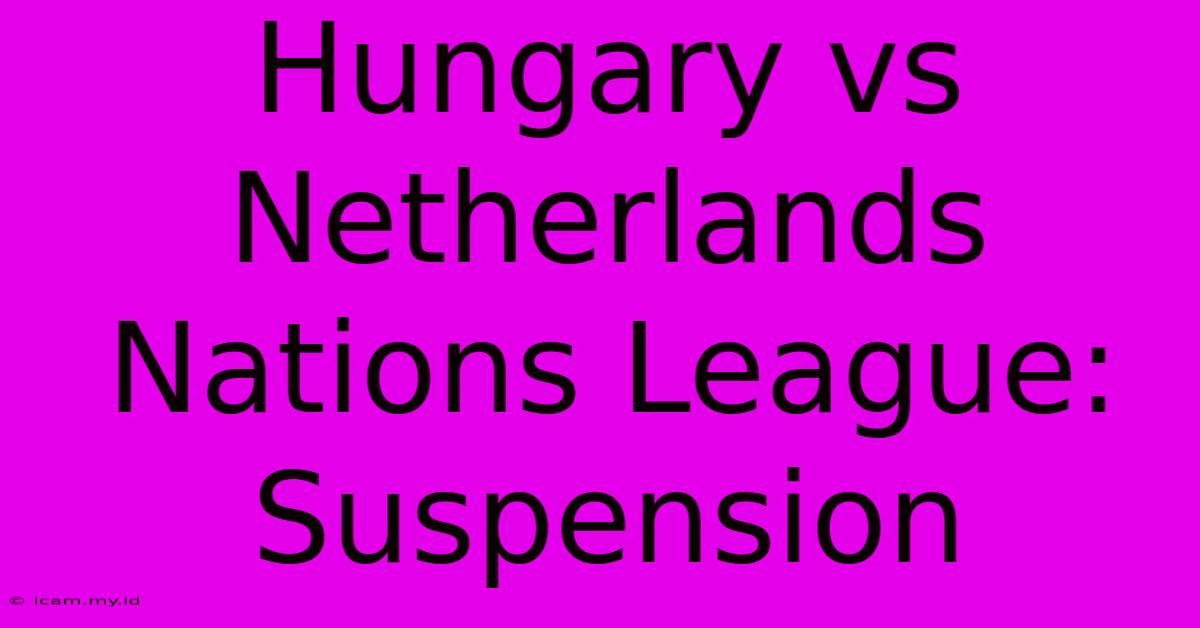 Hungary Vs Netherlands Nations League: Suspension