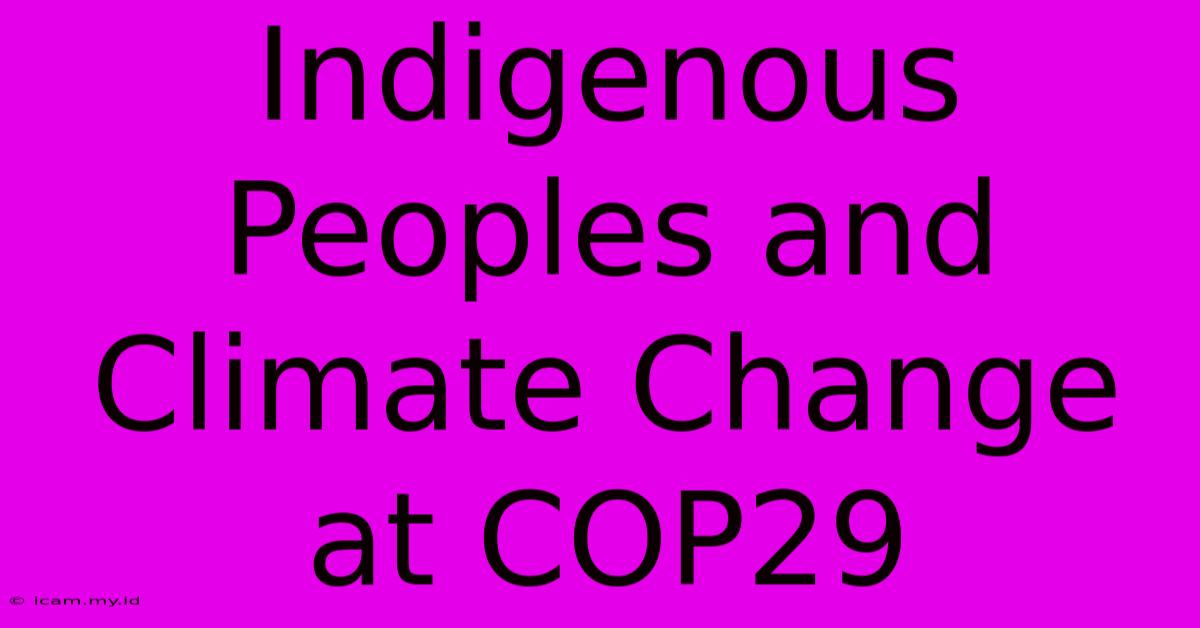 Indigenous Peoples And Climate Change At COP29