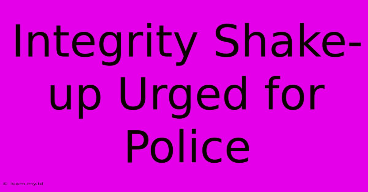 Integrity Shake-up Urged For Police